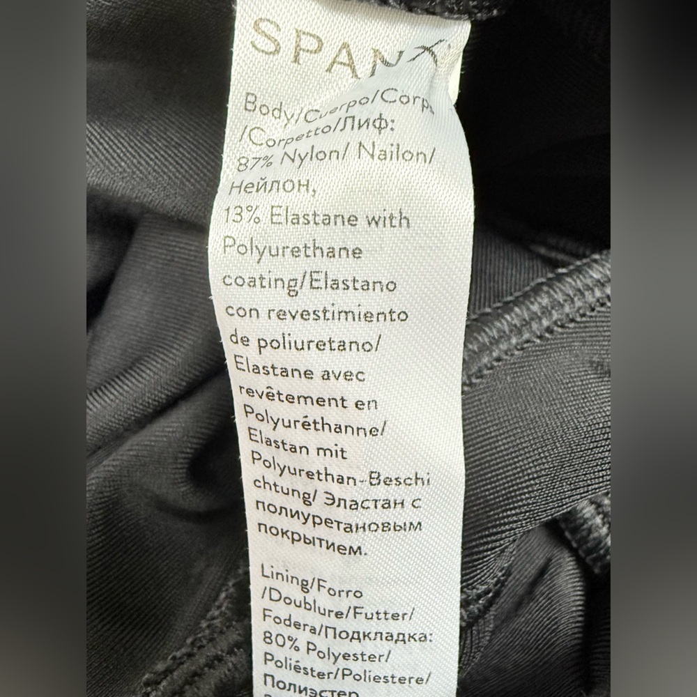 Spanx Faux Leather Moto Leggings Black Shaping Athleisure EUC - Picture 10 of 11